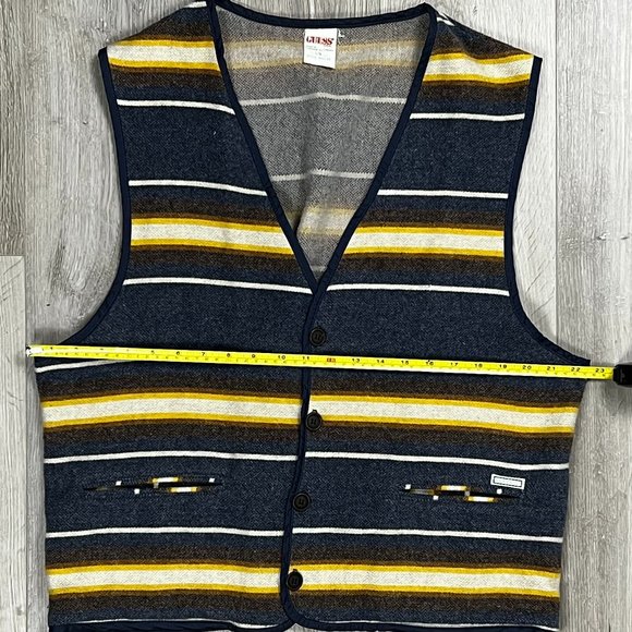 Rare Vintage 1980s Guess Women's Large Multicolour Striped Vest - Picture 6 of 7